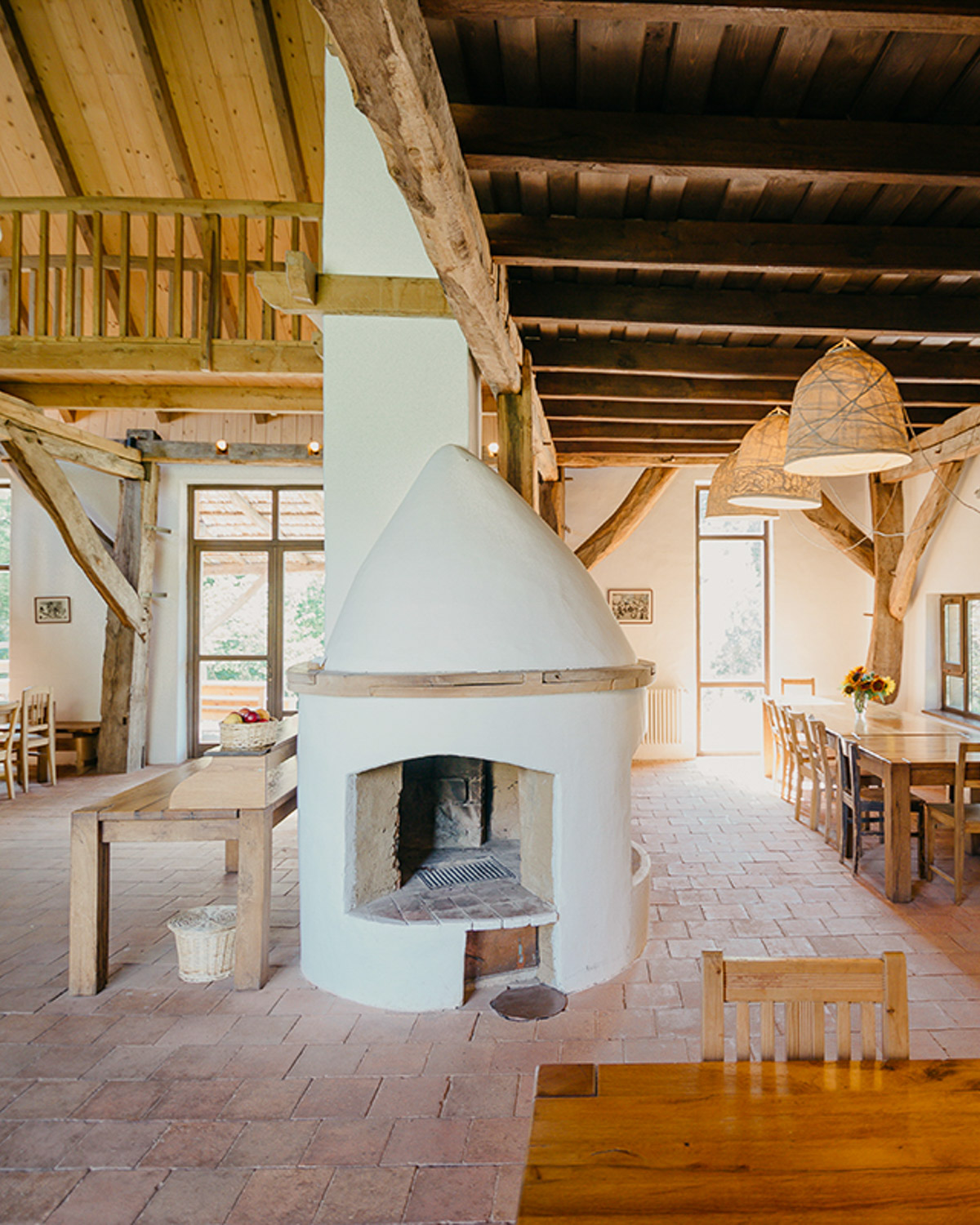 Traditional interior with ceramic stove at Viscri 12