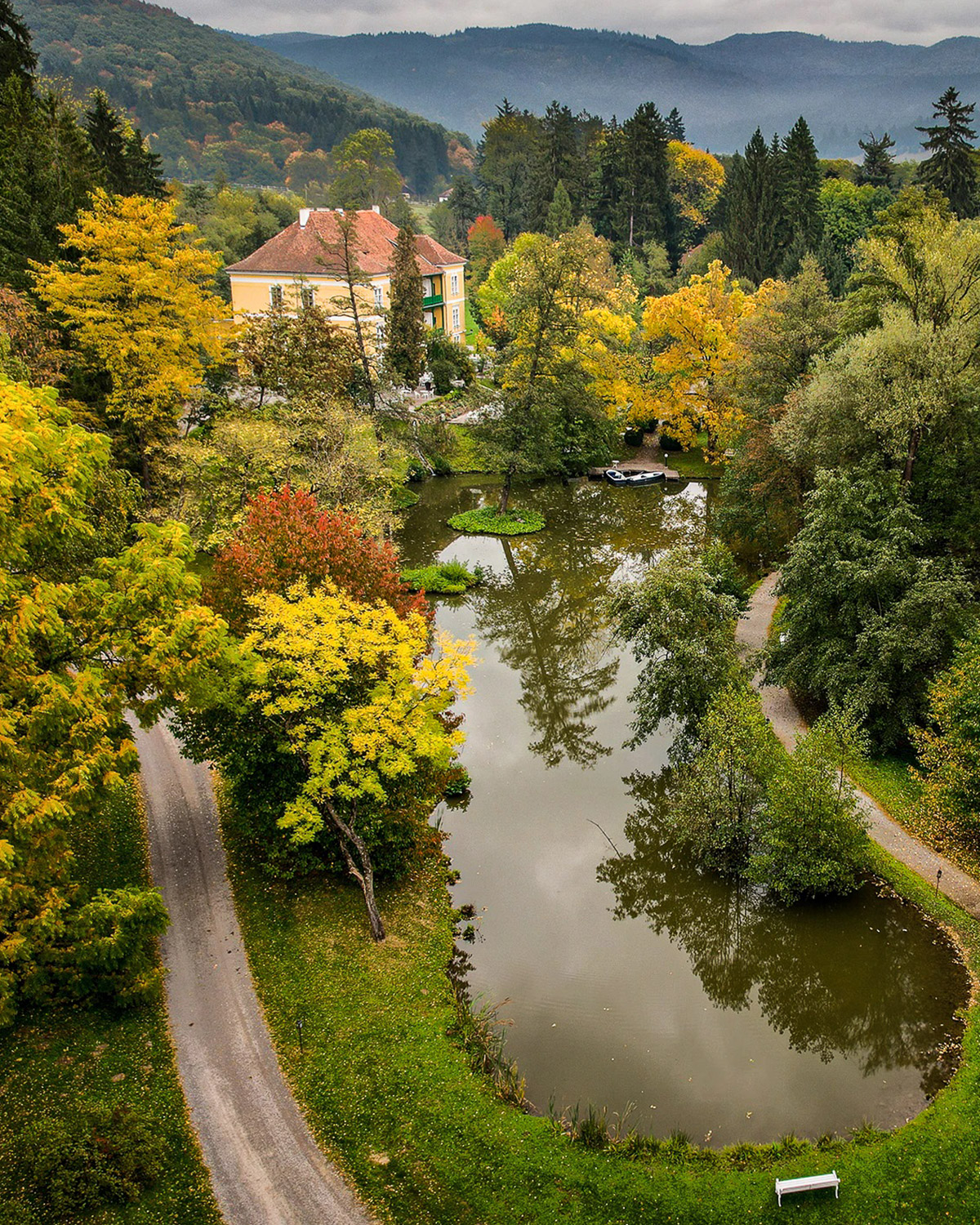 Zabola Estate surrounded by autumn forest in Transylvania