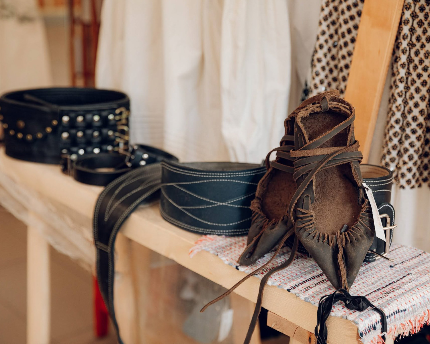 Traditional leather shoes handmade by a local artisan