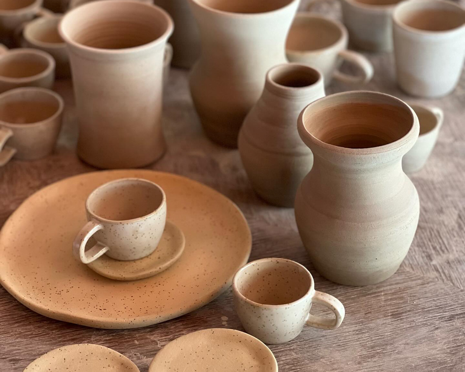 Handmade ceramic cups and vessels
