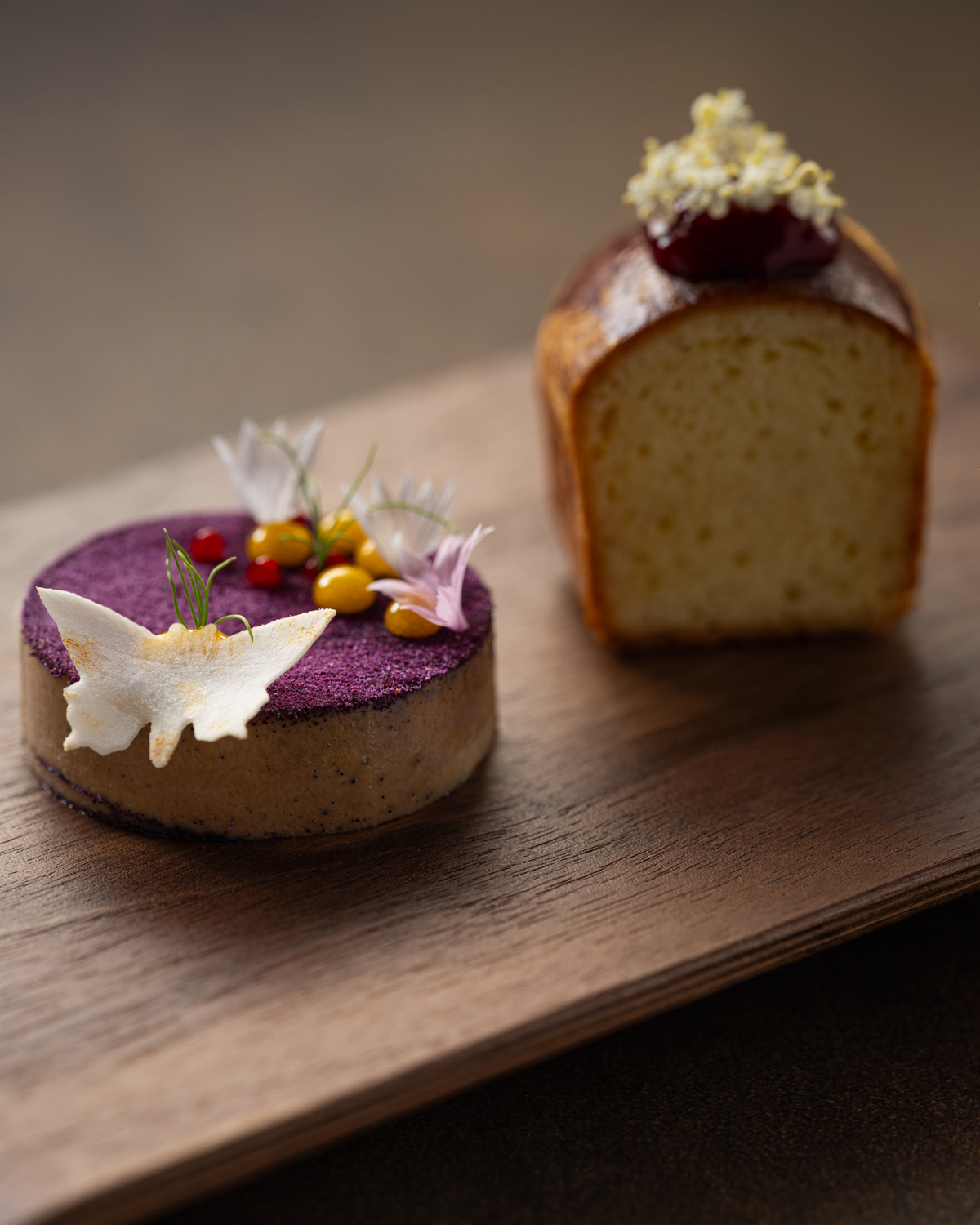 Fine dining dessert made with seasonal ingredients